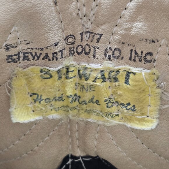 Stewart Boot Co 1977 VTG Hand Made Black Cowhide Leather Cowboy Boots Mens 8.5EE - Picture 13 of 14